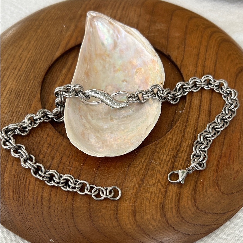 Silver Chain Bracelet with Infinity Clasp